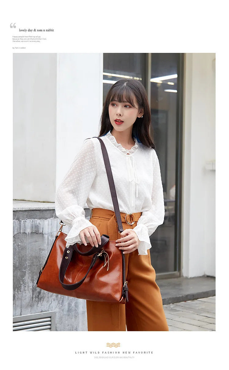 Soft Leather Large Capacity Tote Bag Mssza
