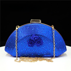 Flower Decoration Design Elegant Shell Shape Diamond Clutch Mssza