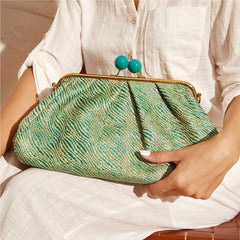 Fashionable Woven Large Capacity Clutch With clip Mssza