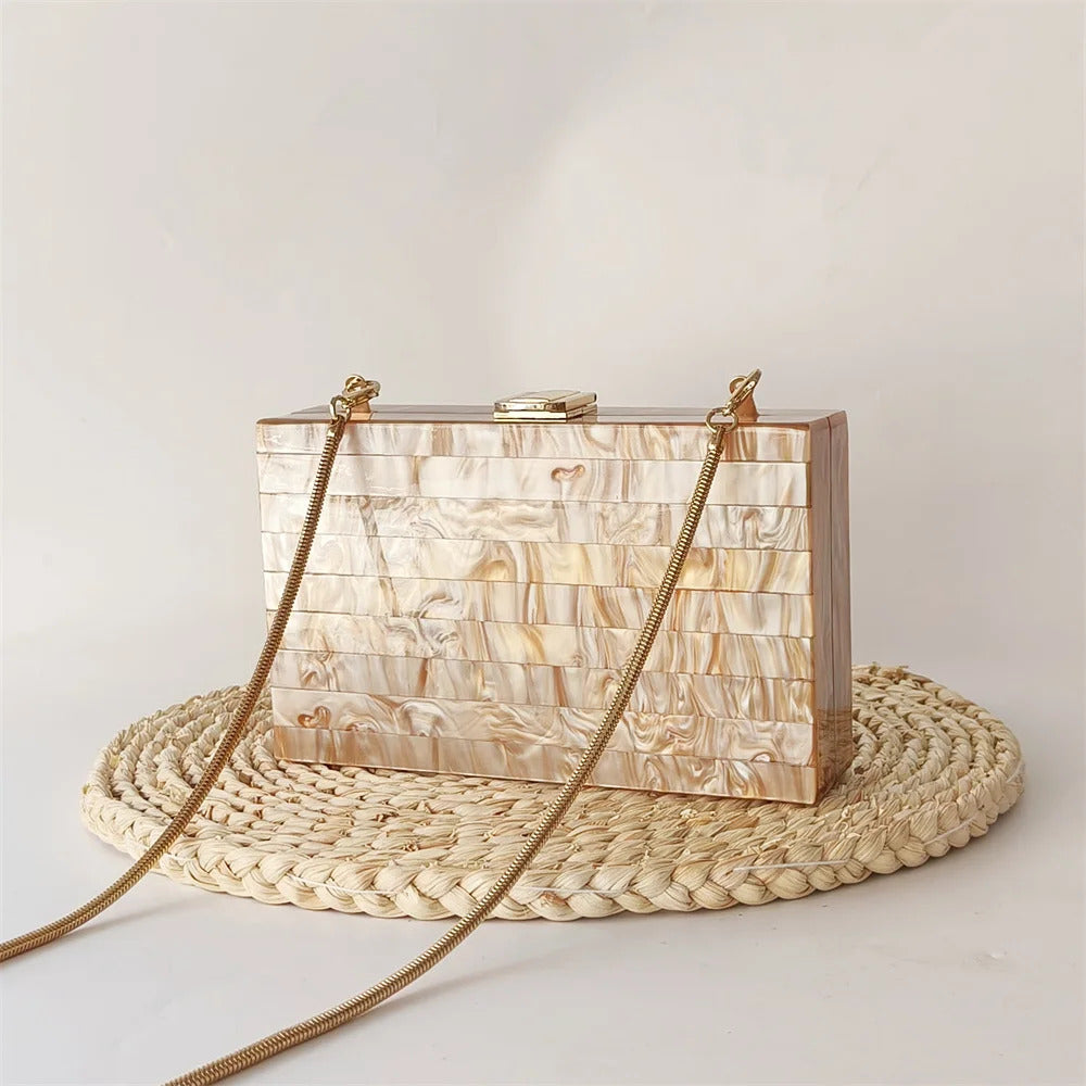 Marble Striped Mini Flap Acrylic Box Mssza