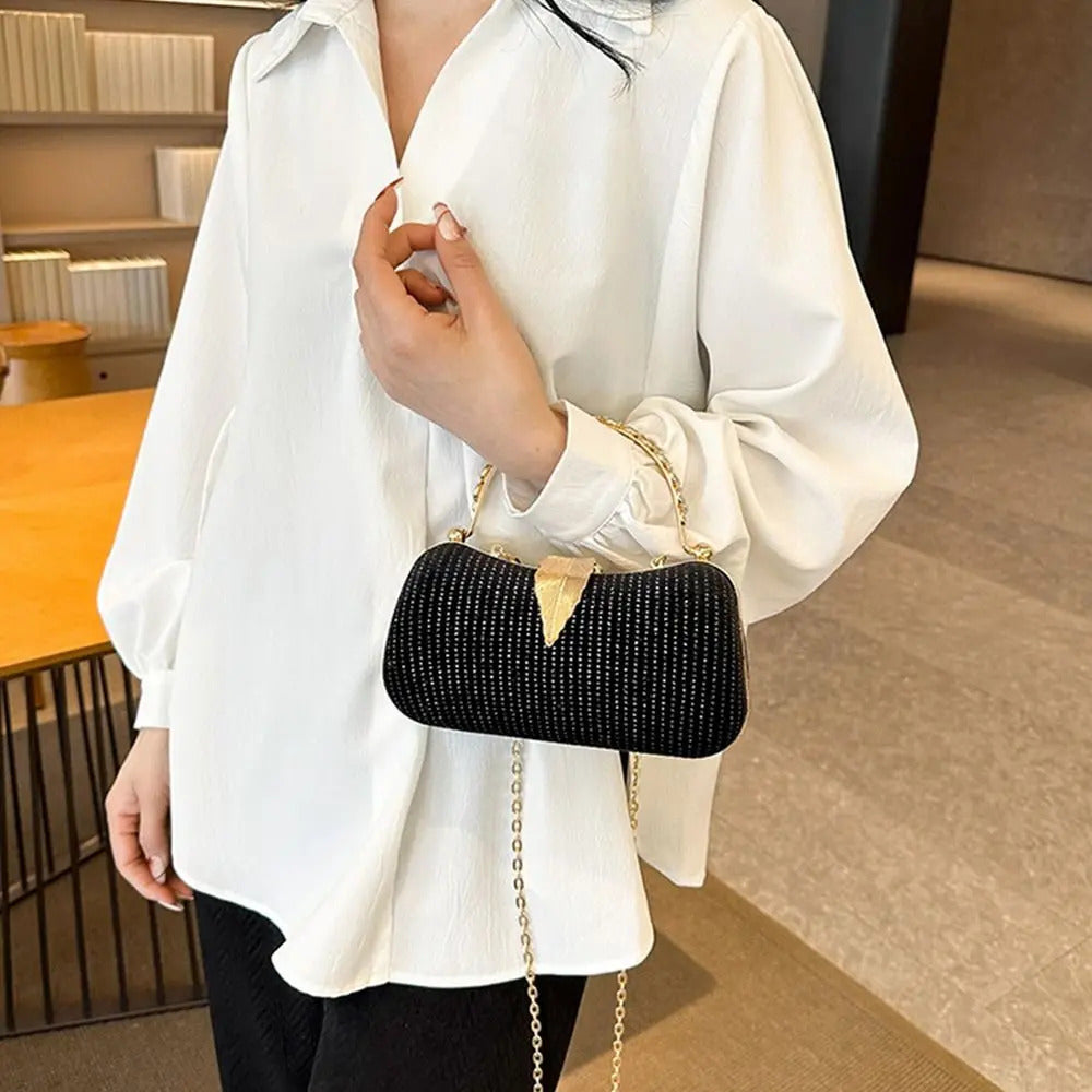Rhinestone Decorative Elegant Silk Banquet Clutch Mssza