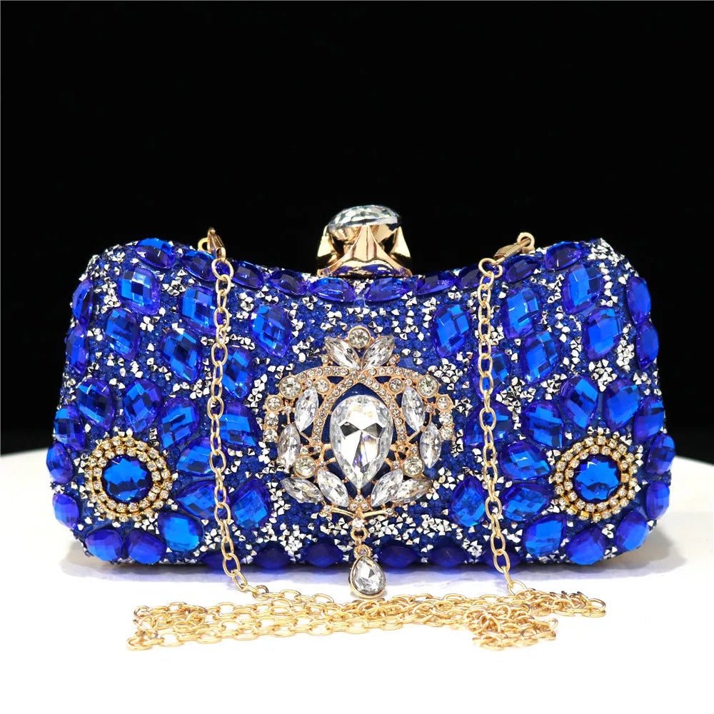 Crystal Pendant Single Sided Diamond Clutch Mssza