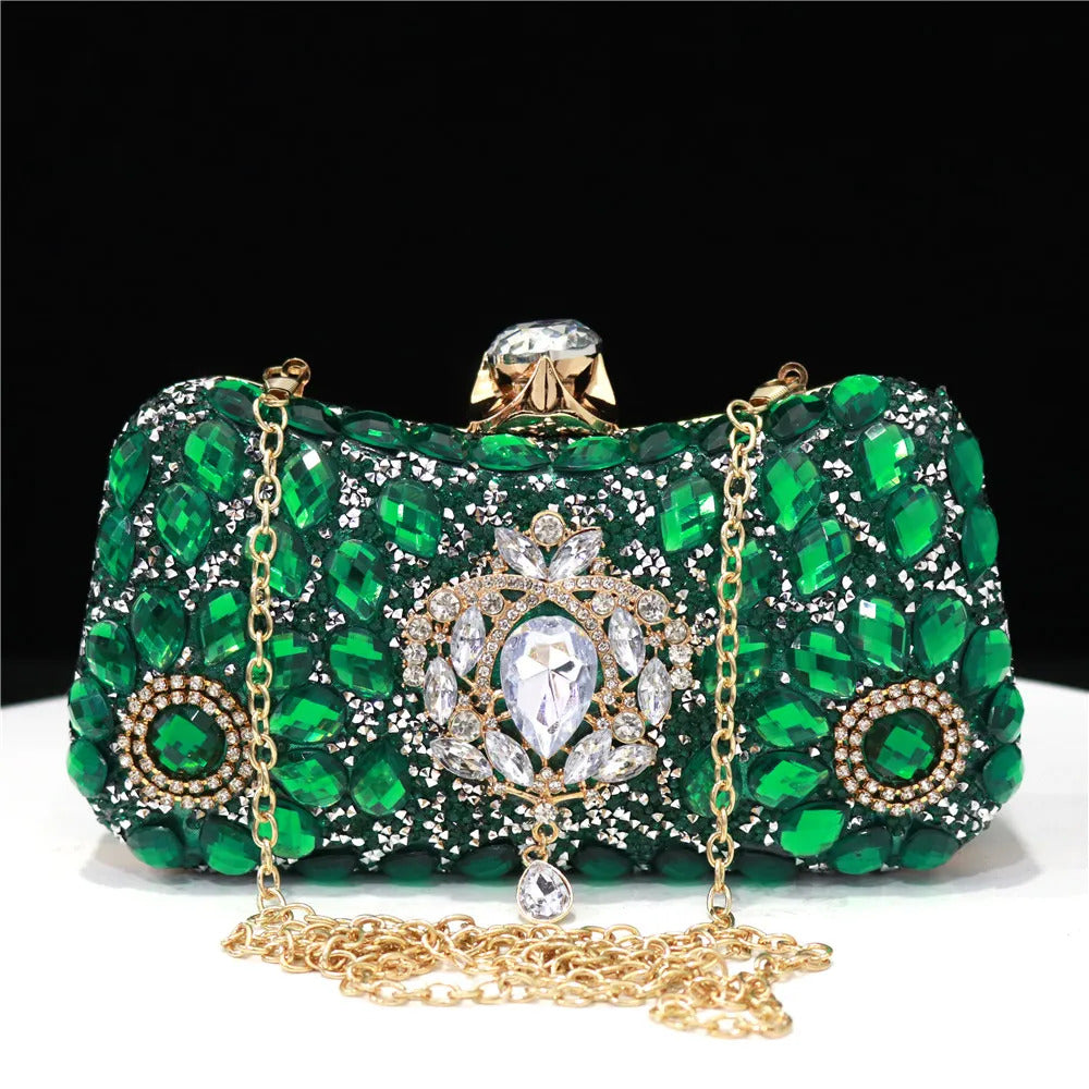 Crystal Pendant Single Sided Diamond Clutch Mssza