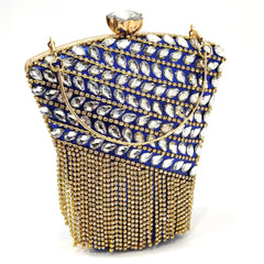 One Side Rhinestones Diamonds Chain Small Clutch Mssza