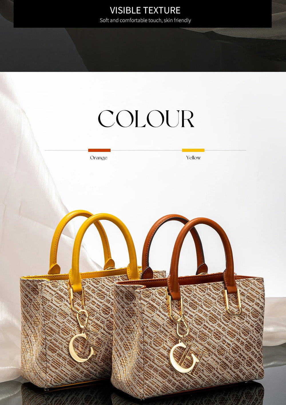 Apricot Texture Large Capacity Business Tote Bag Mssza