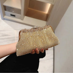 Moon Rhinestone Shiny Design Party Clutch Mssza