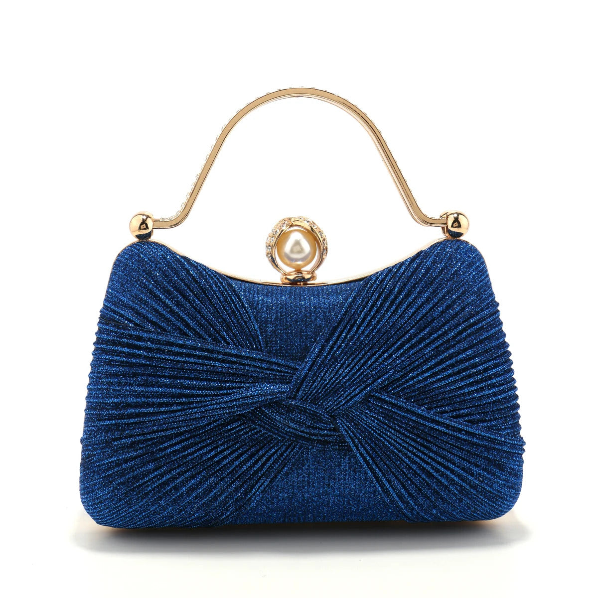 Bow Satin Ruched Handle Glitter Box Clutch Mssza