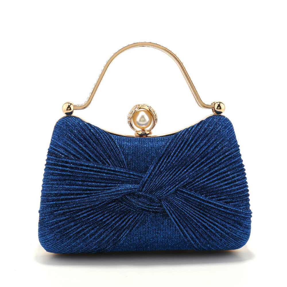 Bow Satin Ruched Handle Glitter Box Clutch Mssza