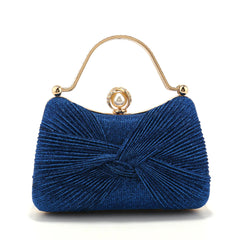 Bow Satin Ruched Handle Glitter Box Clutch Mssza