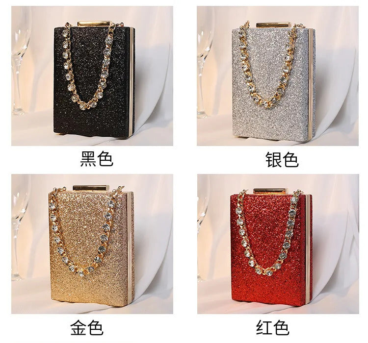 Glitter Diamond Chain Banquet Wallets Clutch Bag Mssza