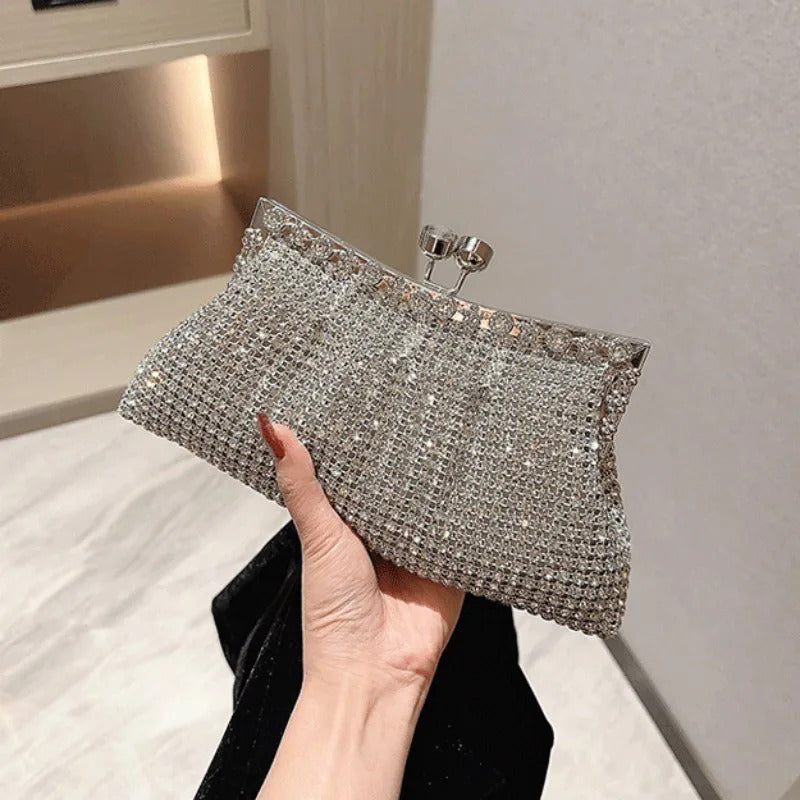 Luxury Moon Rhinestone Shiny Design Party Clutch Mssza