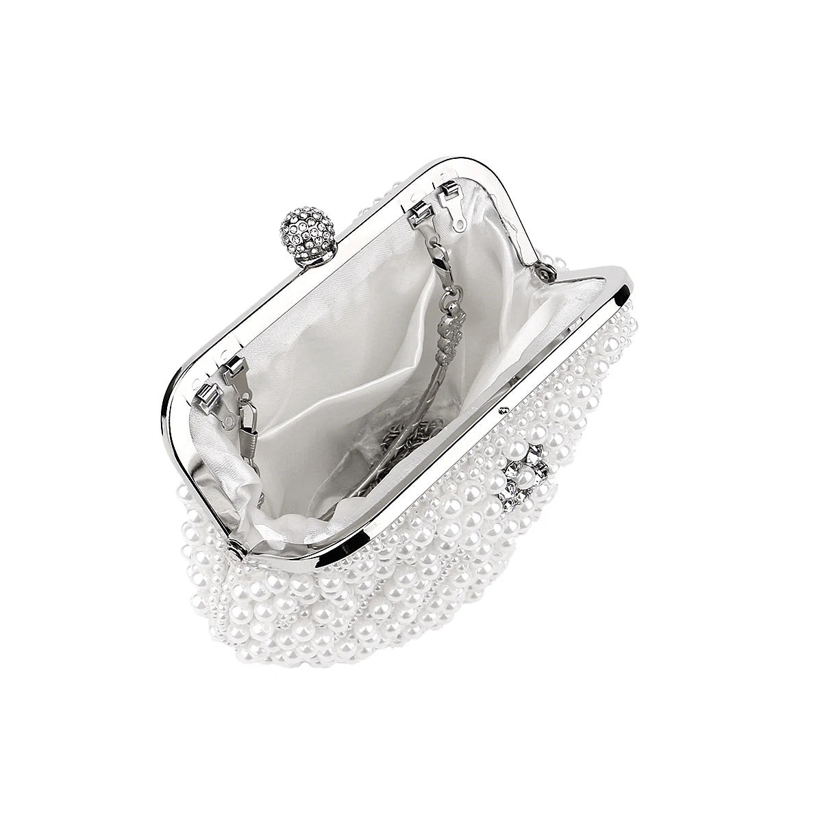 Metal Chain Shell Pearl Beading Purse Mssza