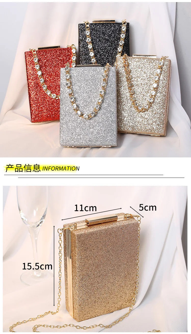 Glitter Diamond Chain Banquet Wallets Clutch Bag Mssza