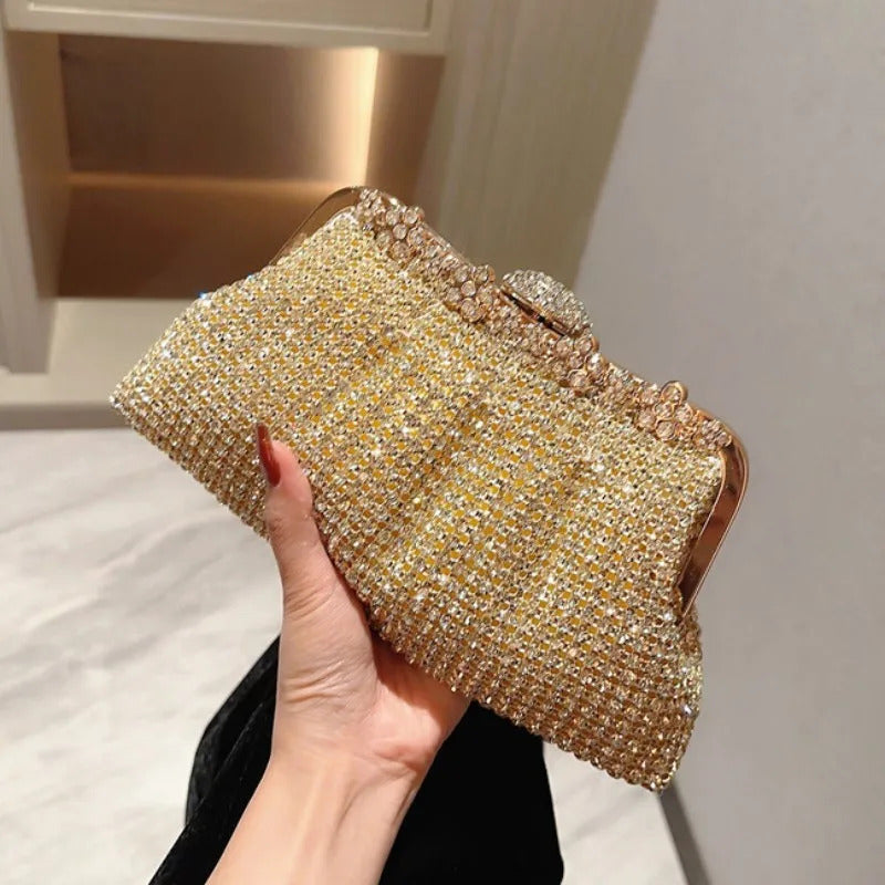 Moon Rhinestone Shiny Design Party Clutch Mssza