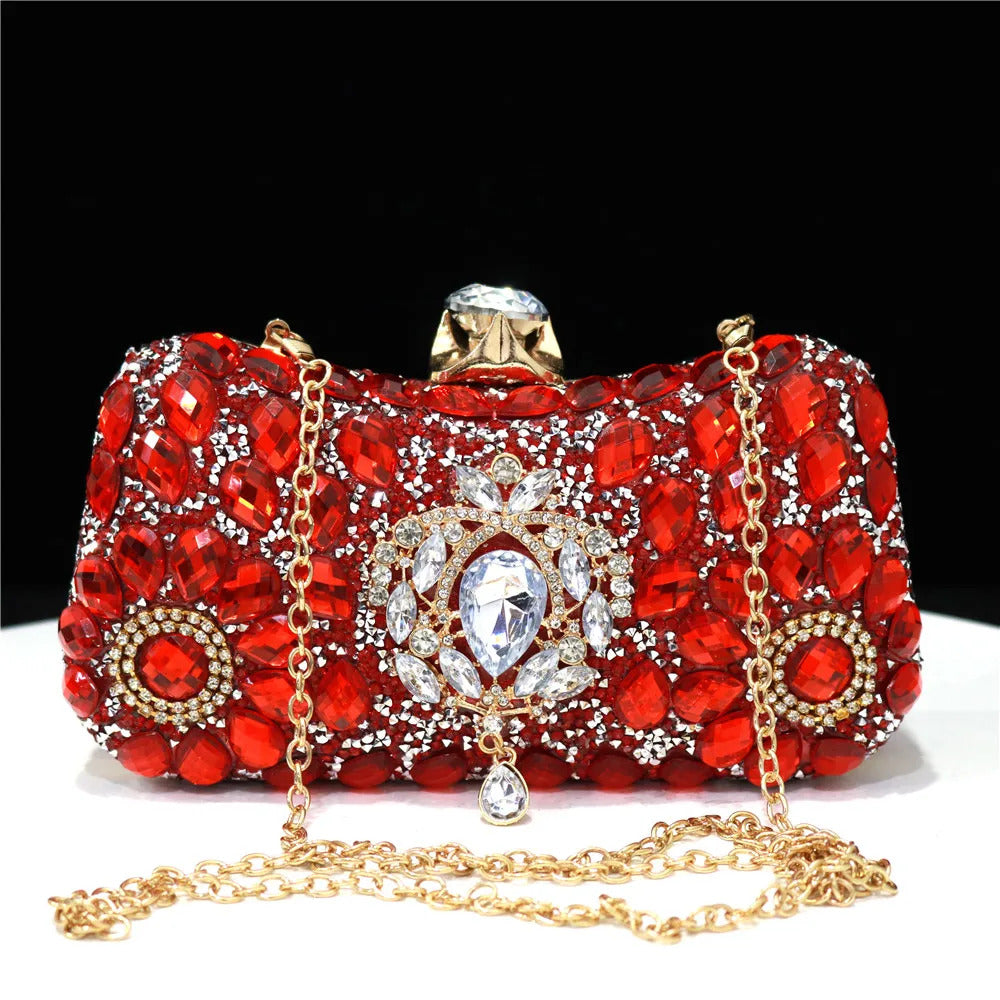 Crystal Pendant Single Sided Diamond Clutch Mssza