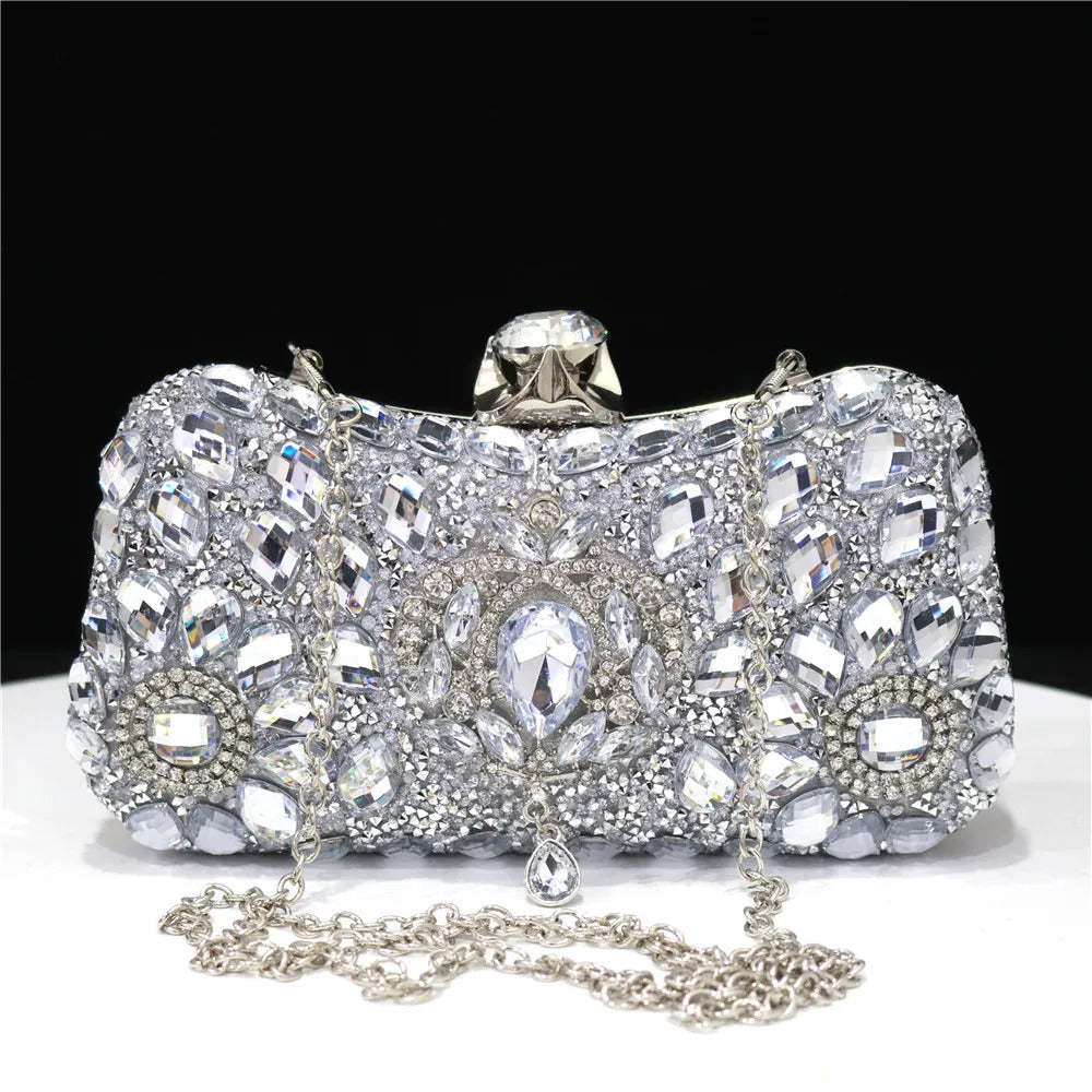 Crystal Pendant Single Sided Diamond Clutch Mssza