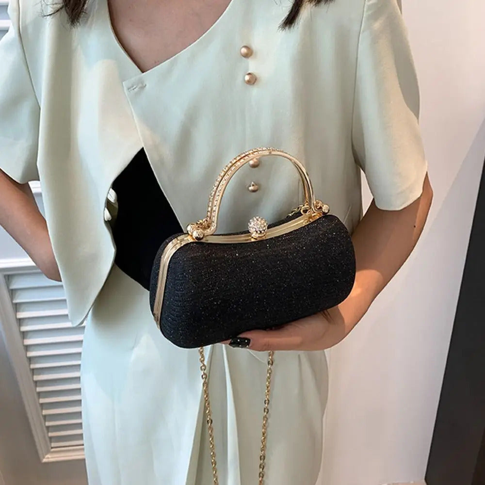 Elegant Rhinestones Beaded Chain Egg Shape Clutch Mssza