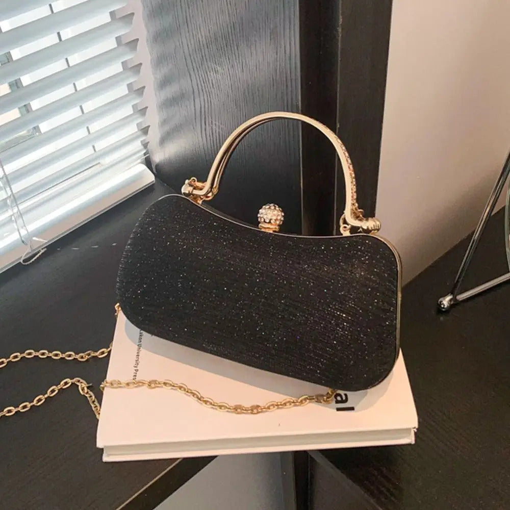 Elegant Rhinestones Beaded Chain Egg Shape Clutch Mssza