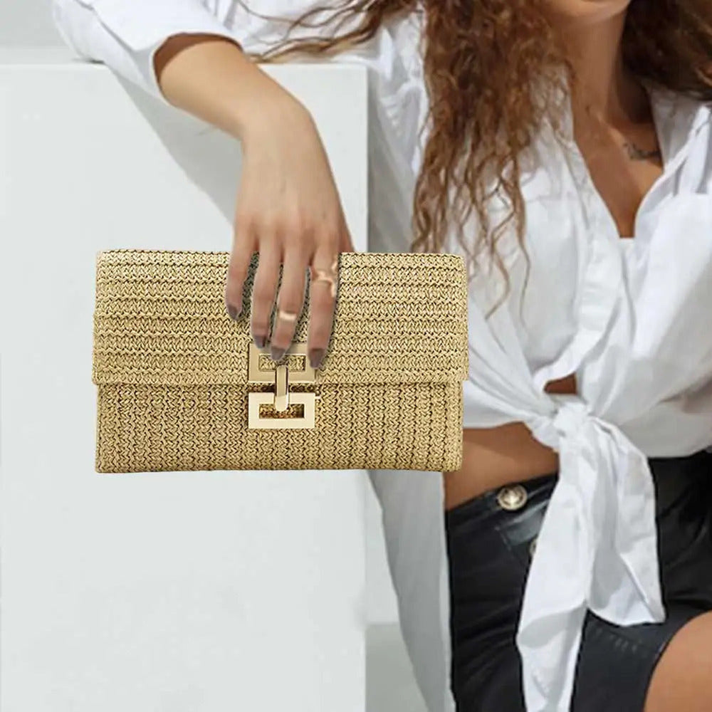 Causal Straw Woven Raffia Crochet Luxury Purse Clutch Mssza