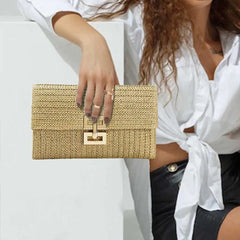 Causal Straw Woven Raffia Crochet Luxury Purse Clutch Mssza