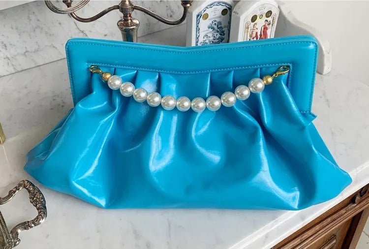 Folds Pearl chain design Python Banquet Envelope Clutch Mssza