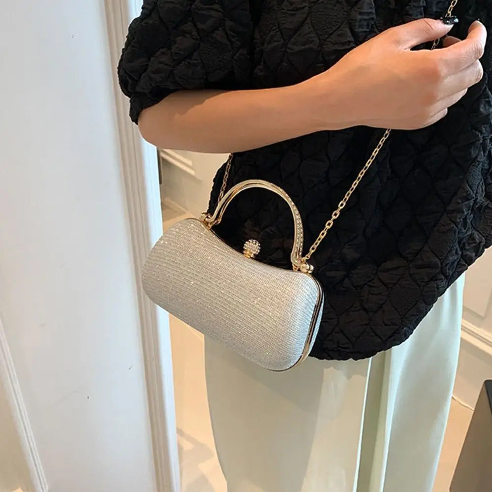 Elegant Rhinestones Beaded Chain Egg Shape Clutch Mssza
