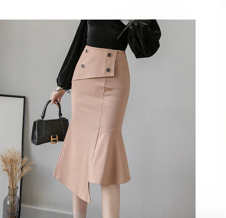 Ruffles Slim High Waist Bodycon Elegant And Vintage Long Skirt Mssza