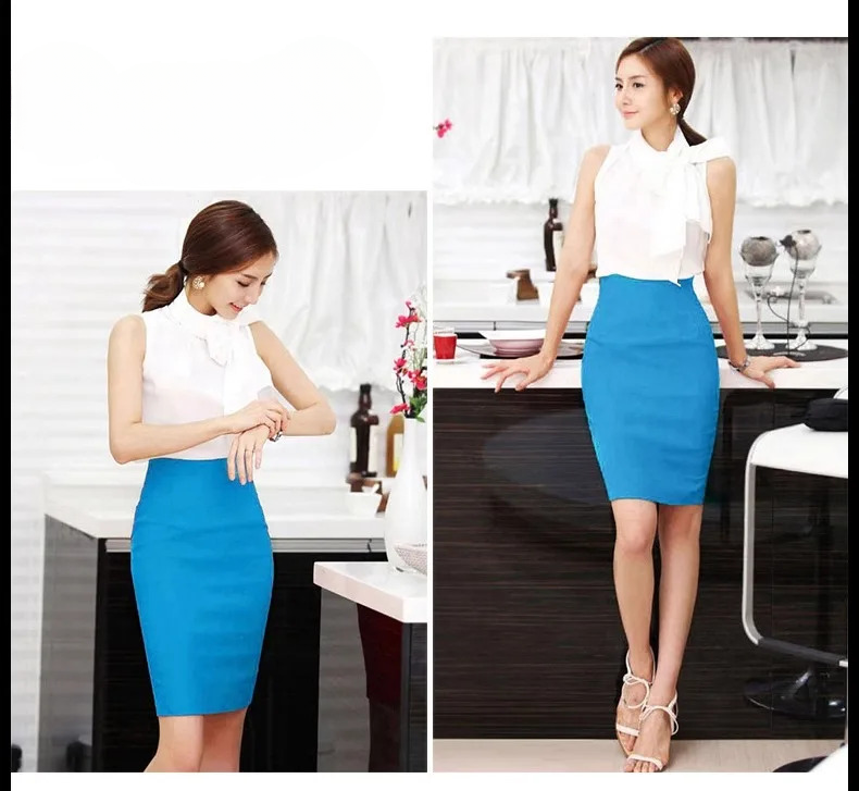 A-Line Hip High Waist One Step Professional Half Elegant Mini Skirts Mssza