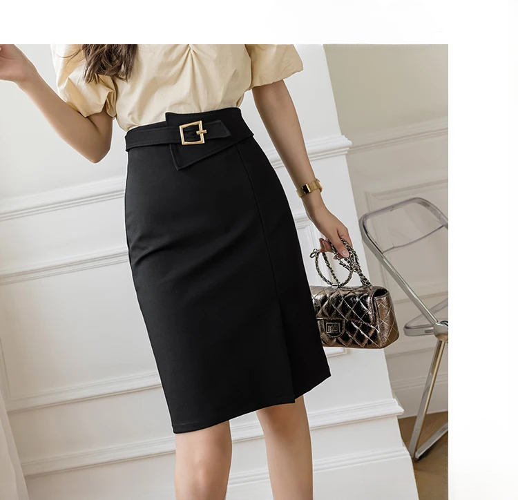 Commuter High Waist Wrapped Hip Mid-Length Casual Elegant  Mini Skirts Mssza