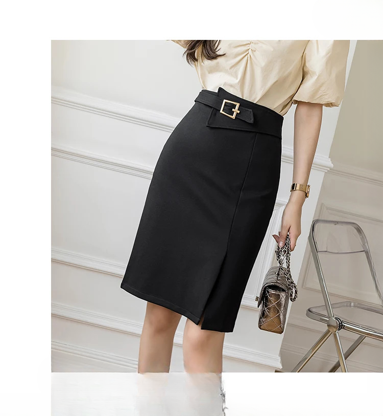 Commuter High Waist Wrapped Hip Mid-Length Casual Elegant  Mini Skirts Mssza