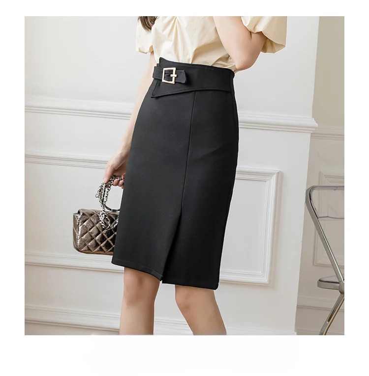 Commuter High Waist Wrapped Hip Mid-Length Casual Elegant  Mini Skirts Mssza