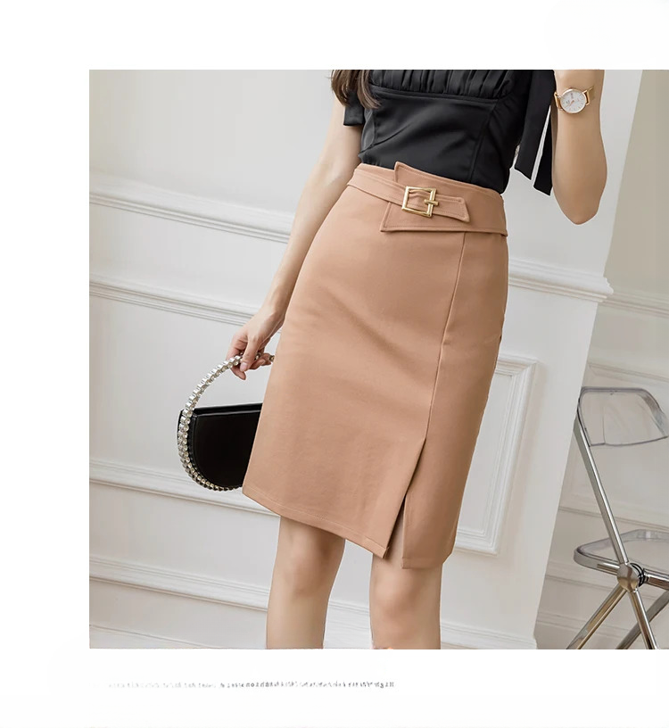Commuter High Waist Wrapped Hip Mid-Length Casual Elegant  Mini Skirts Mssza