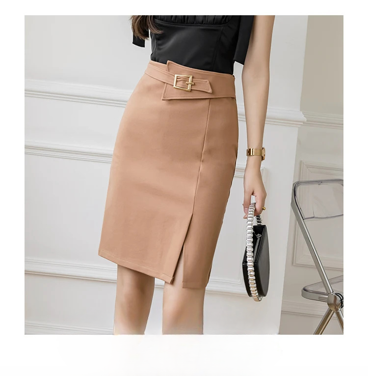 Commuter High Waist Wrapped Hip Mid-Length Casual Elegant  Mini Skirts Mssza