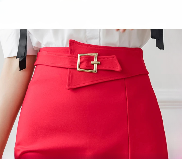 Commuter High Waist Wrapped Hip Mid-Length Casual Elegant  Mini Skirts Mssza
