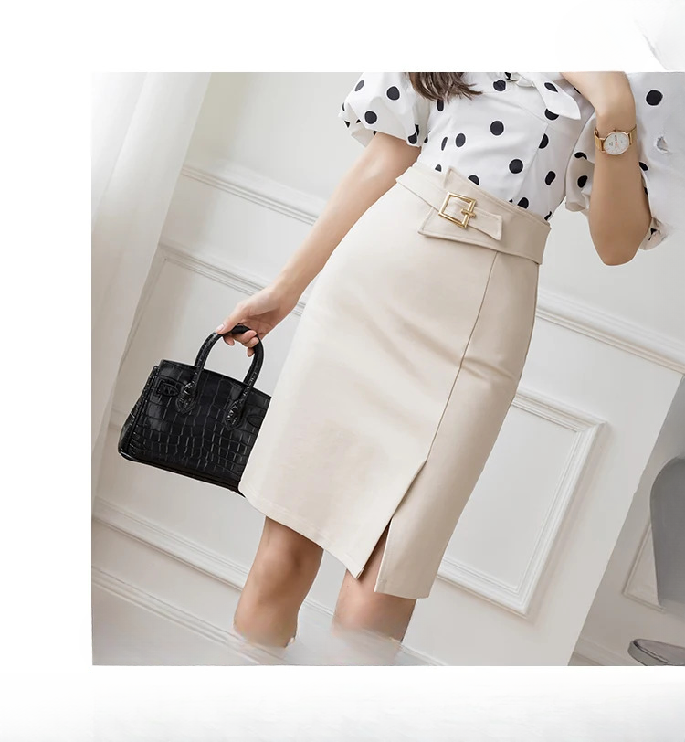 Commuter High Waist Wrapped Hip Mid-Length Casual Elegant  Mini Skirts Mssza