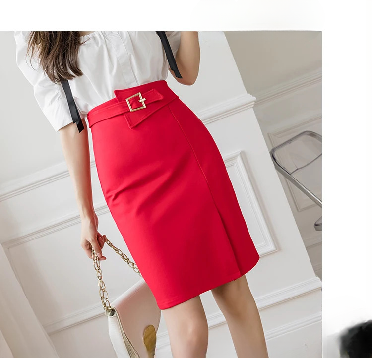 Commuter High Waist Wrapped Hip Mid-Length Casual Elegant  Mini Skirts Mssza
