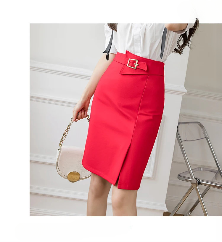 Commuter High Waist Wrapped Hip Mid-Length Casual Elegant  Mini Skirts Mssza