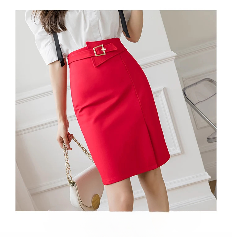 Commuter High Waist Wrapped Hip Mid-Length Casual Elegant  Mini Skirts Mssza