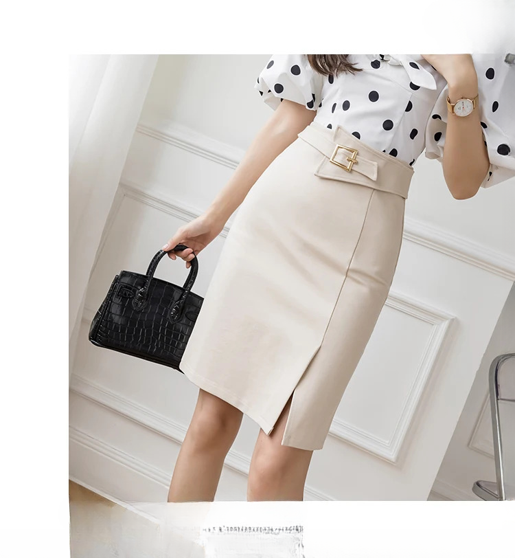 High Waist Wrapped Hip Casual Mid Length Commuter Elegant Midi Skirts Mssza