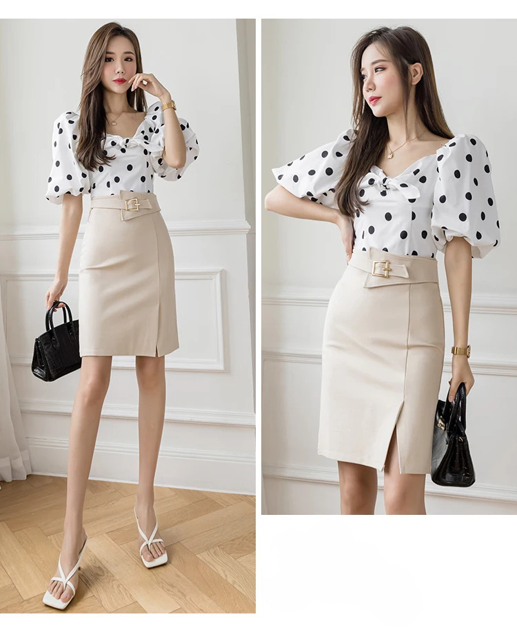 High Waist Wrapped Hip Casual Mid Length Commuter Elegant Midi Skirts Mssza