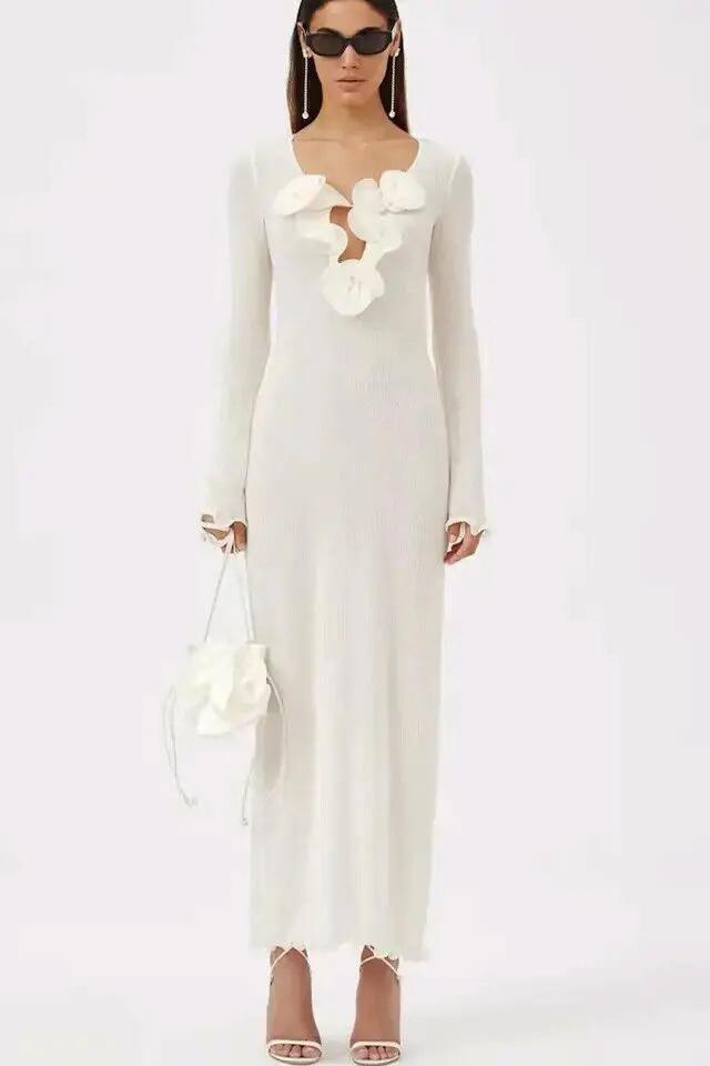 Trista Floral V-Neck Polyester Maxi Slit Dress Mssaz Desses