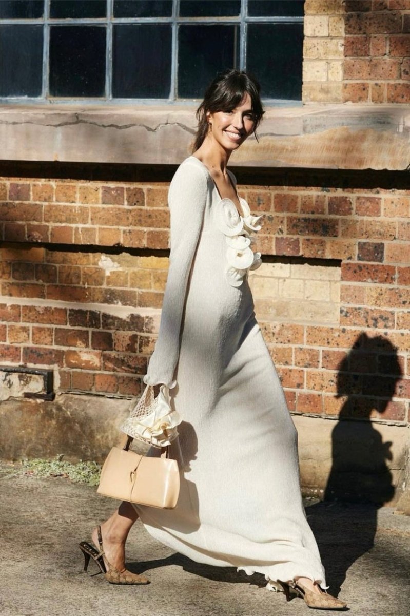 Trista Floral V-Neck Polyester Maxi Slit Dress Mssaz Desses