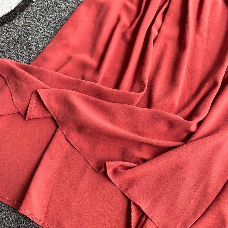 V-Neck Sleeveless Dresses French Chic Cross Drawstring Slim Waist Mssaz Desses