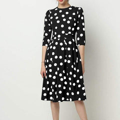 Vintage Polka Point Slim Dress Elegant Half Sleeve A-line Dress For OL Casual Spring  Holiday Party vestidos Mssaz Desses