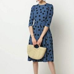 Vintage Polka Point Slim Dress Elegant Half Sleeve A-line Dress For OL Casual Spring  Holiday Party vestidos Mssaz Desses