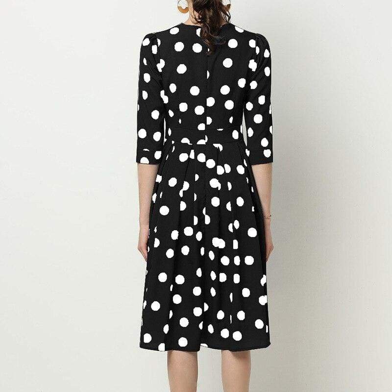Vintage Polka Point Slim Dress Elegant Half Sleeve A-line Dress For OL Casual Spring  Holiday Party vestidos Mssaz Desses