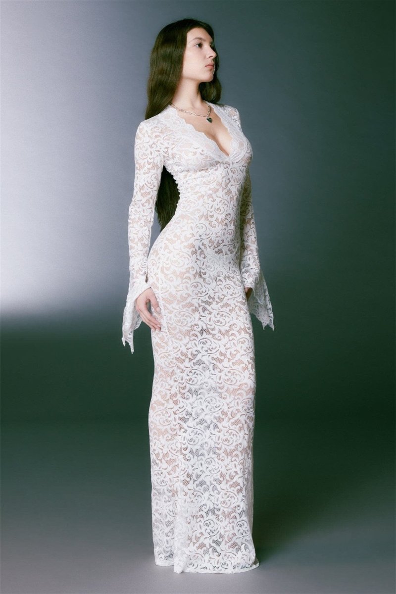 Virginia Sheer Lace Mermaid Maxi Dress Mssaz Desses