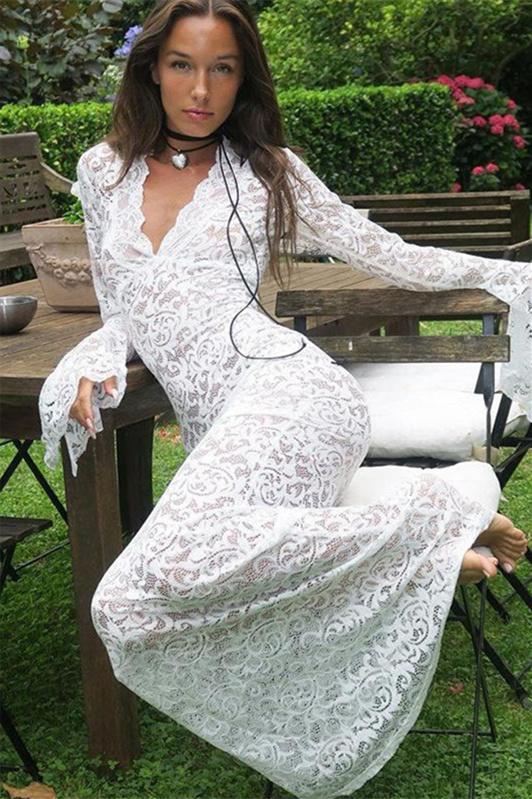 Virginia Sheer Lace Mermaid Maxi Dress Mssaz Desses