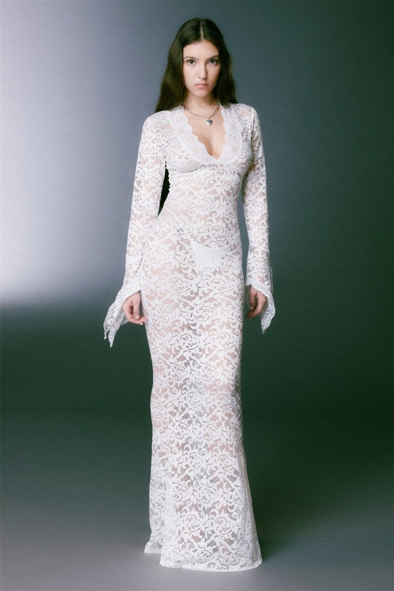 Virginia Sheer Lace Mermaid Maxi Dress Mssaz Desses