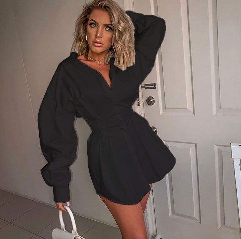 Blouse Shirt Dress Casual Long Sleeve Lapel Blouse Tops Mssaz Desses